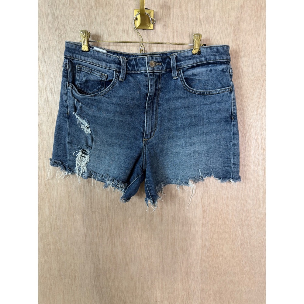 Joes Jeans Distressed Denim Shorts Medium Wash Raw Hem Size 32